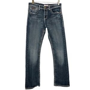 Y2k Vintage City Ink Thick Stitch Embroidered Pocket Embellishments Jeans Sz 9